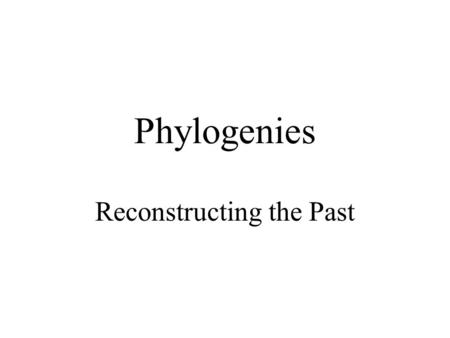 Phylogenies Reconstructing the Past. The field of systematics Studies –the mechanisms of evolution evolutionary agents –the process of evolution speciation.