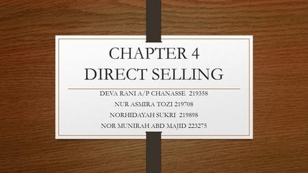 CHAPTER 4 DIRECT SELLING