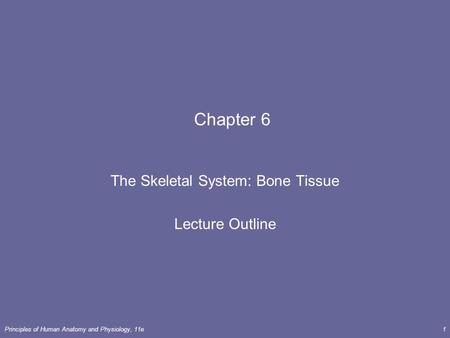 Principles of Human Anatomy and Physiology, 11e1 Chapter 6 The Skeletal System: Bone Tissue Lecture Outline.