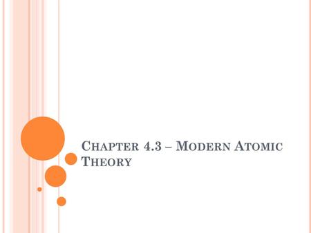 C HAPTER 4.3 – M ODERN A TOMIC T HEORY. T HE B OHR M ODEL OF THE A TOM The Bohr model of the atom is commonly used in science classes to help visualize.