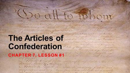 The Articles of Confederation