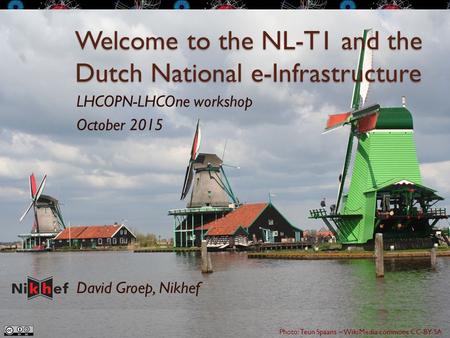 David Groep Nikhef Amsterdam PDP & Grid Welcome to the NL-T1 and the Dutch National e-Infrastructure LHCOPN-LHCOne workshop October 2015 David Groep, Nikhef.