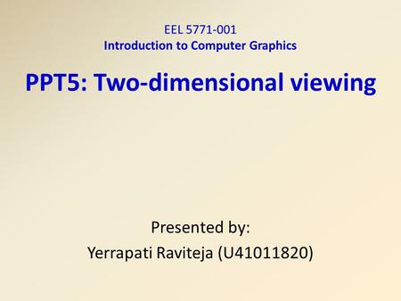 EEL Introduction to Computer Graphics