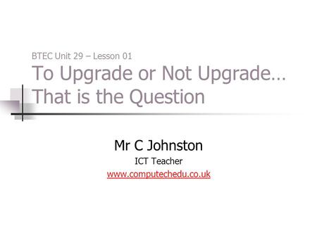 Mr C Johnston ICT Teacher