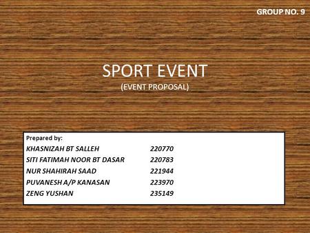 SPORT EVENT (EVENT PROPOSAL)