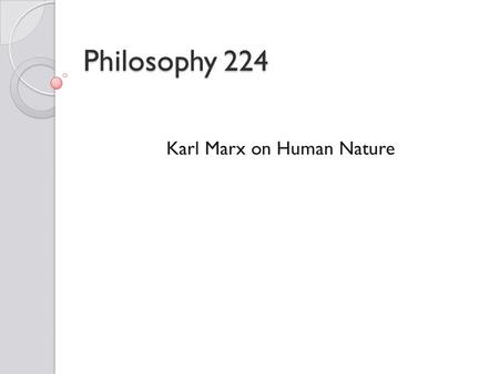 Karl Marx on Human Nature