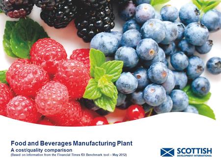 Food and Beverages Manufacturing Plant A cost/quality comparison (Based on information from the Financial Times fDi Benchmark tool – May 2012)