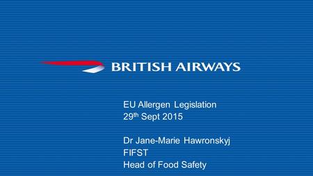 EU Allergen Legislation 29th Sept 2015