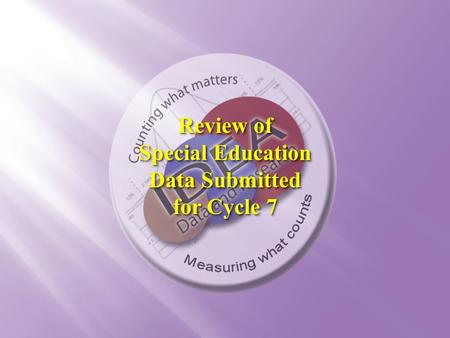 Review of Special Education Data Submitted for Cycle 7 Review of Special Education Data Submitted for Cycle 7.