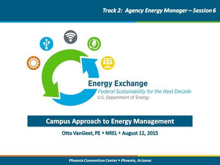 Phoenix Convention Center Phoenix, Arizona. Energy Exchange : Federal Sustainability for the Next Decade Energy Efficiency, then Renewable Energy (EERE)