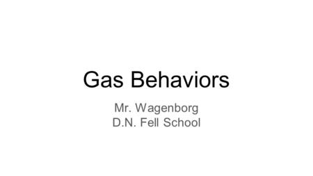 Mr. Wagenborg D.N. Fell School