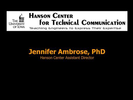 Jennifer Ambrose, PhD Hanson Center Assistant Director.