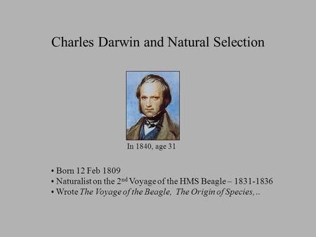 Charles Darwin and Natural Selection