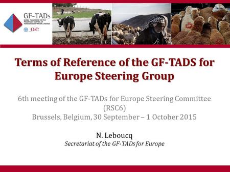 6th West Eurasia Roadmap Meeting Almaty, Kazakhstan 28-30 April 2015 1 Terms of Reference of the GF-TADS for Europe Steering Group 6th meeting of the GF-TADs.