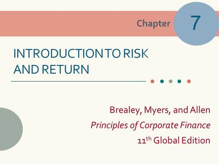 Introduction to risk and return