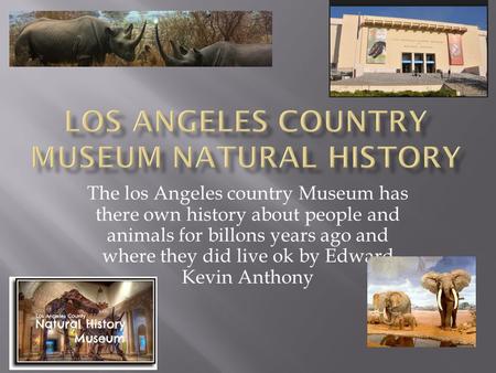 The los Angeles country Museum has there own history about people and animals for billons years ago and where they did live ok by Edward Kevin Anthony.