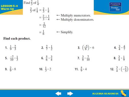 ALGEBRA READINESS LESSON 5-4 Warm Up. ALGEBRA READINESS LESSON 5-4 Warm Up.