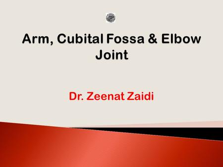 Dr. Zeenat Zaidi.  At the end of this session, students should be able to:  DESCRIBE the attachments, actions & innervations of: biceps brachii, coracobrachialis,