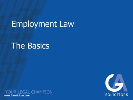 Employment Law The Basics. Introduction Purpose of today –The Basics –Recent Developments Your Pack Timings.