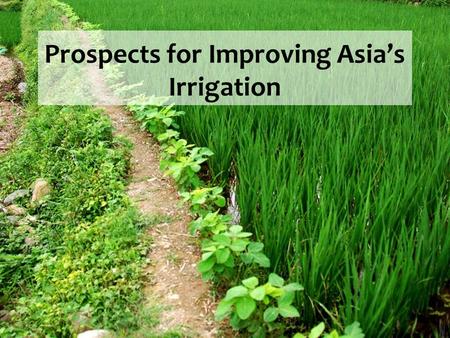 Prospects for Improving Asia’s Irrigation.  The Problem  Agricultural Irrigation Solutions  Other Irrigation Solutions  Conclusion Prospects for Improving.