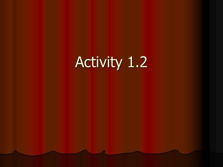 Activity 1.2. Some definitions… Independent variable is another name for the input variable of a function Independent variable is another name for the.