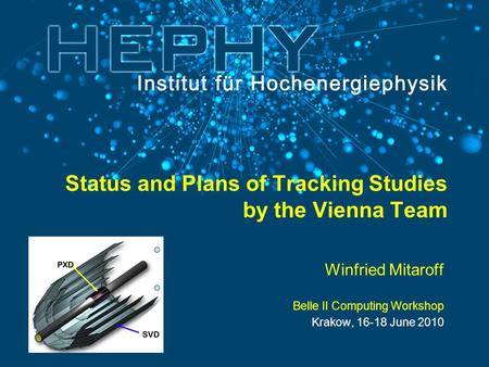 Status and Plans of Tracking Studies by the Vienna Team Winfried Mitaroff Belle II Computing Workshop Krakow, 16-18 June 2010.