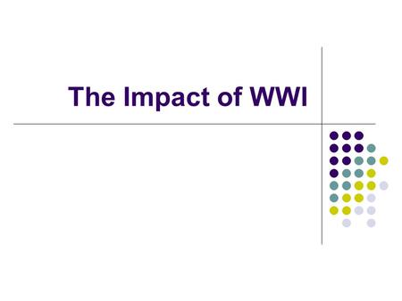 The Impact of WWI. Wilson’s Fourteen Points Outlined America’s aims for the war and proved that America wanted “peace without victory” Biggest Points.