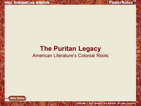 The Puritan Legacy American Literature’s Colonial Roots.