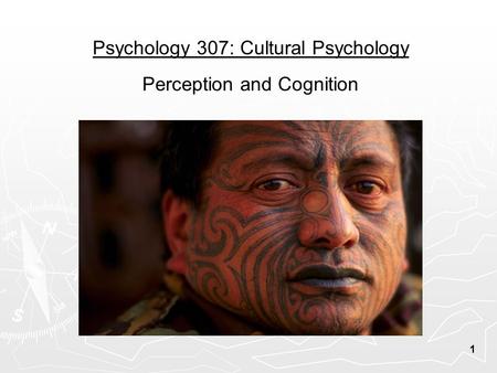 1 Psychology 307: Cultural Psychology Perception and Cognition.