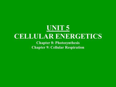 PHOTOSYNTHESIS AND RESPIRATION