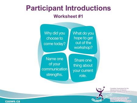 Caaws.ca Participant Introductions Worksheet #1. Conflict Management City + Date.