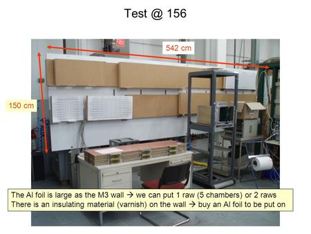 156 542 cm 150 cm The Al foil is large as the M3 wall  we can put 1 raw (5 chambers) or 2 raws There is an insulating material (varnish) on the.