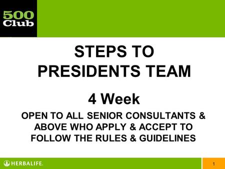 STEPS TO PRESIDENTS TEAM