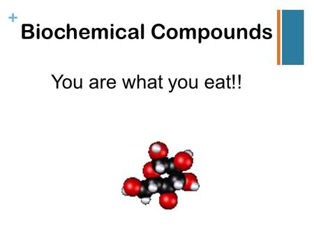 + Biochemical Compounds You are what you eat!!. Organic Chemistry ● Frederick Wohler founded organic chemistry in 1828. ● Organic chemistry is one of.