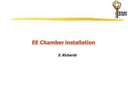 E. Richards EE Chamber installation. Summary Position Of the EE chambers General view of EEL chambers EEL5 chamber Installation of other chambers ex.