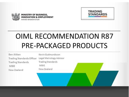 OIML RECOMMENDATION R87 PRE-PACKAGED PRODUCTS