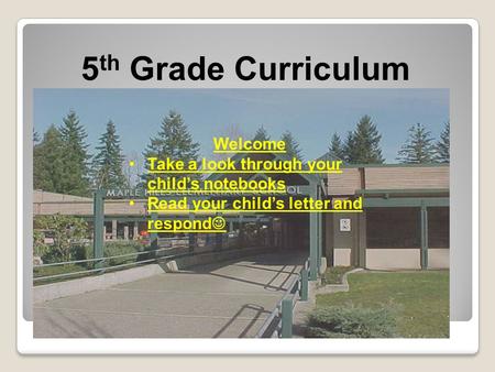 5th Grade Curriculum Night