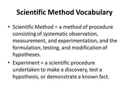 Scientific Method Vocabulary