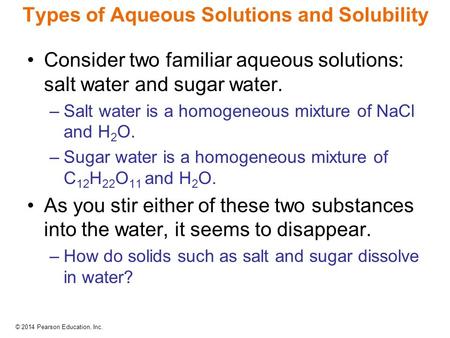 Types of Aqueous Solutions and Solubility