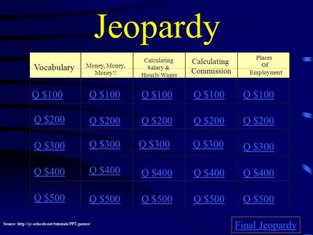 Jeopardy Q $100 Q $100 Q $100 Q $100 Q $100 Q $200 Q $200 Q $200