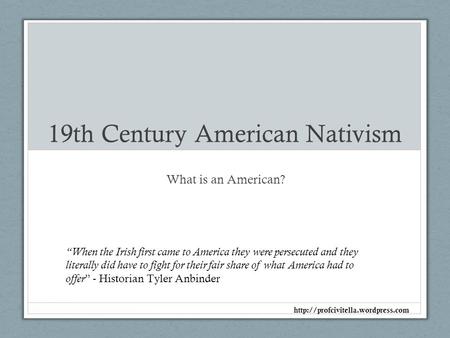 19th Century American Nativism