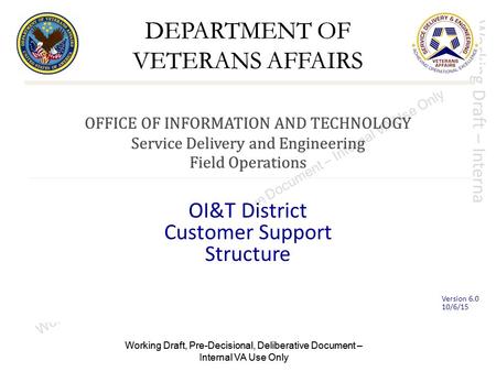 OI&T District Customer Support Structure Version 6.0 10/6/15.