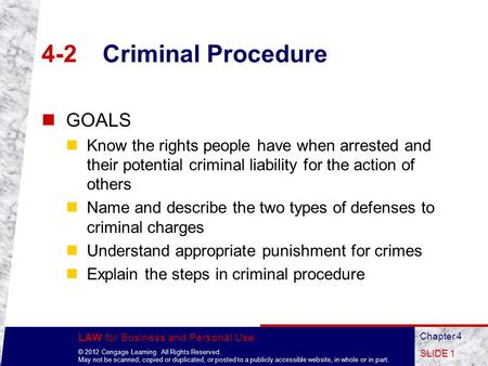 LAW for Business and Personal Use © 2012 Cengage Learning. All Rights Reserved. May not be scanned, copied or duplicated, or posted to a publicly accessible.