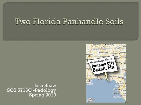 Lisa Shaw SOS 5716C -Pedology Spring 2010. Coastal Plain Lakes, Creeks, Springs Mean Air Temperature : 67.5 F Avg. Yearly Precipitation: 67.2” North Site-