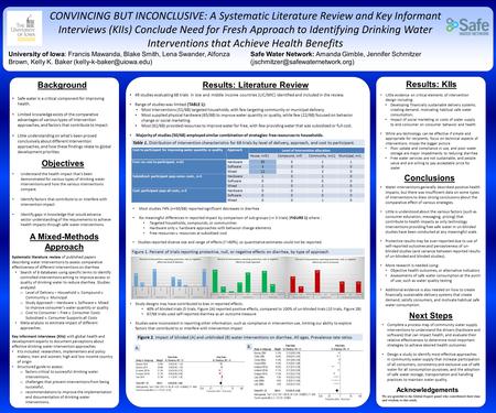 Water interventions generally described positive health impacts, but there was insufficient data on some types of interventions to draw strong conclusions.