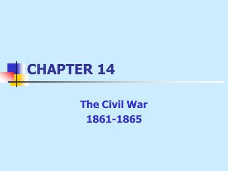 CHAPTER 14 The Civil War 1861-1865. The War Begins Lincoln’s Inaugural Address: no intention of interfering with slavery; did not want to break up Union.