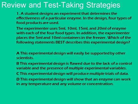 Review and Test-Taking Strategies