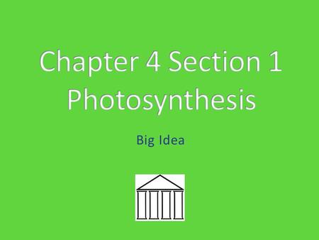 Big Idea. Science Standard 7.1.d: Students know that mitochondria liberate energy for the work that cells do and that chloroplasts capture sunlight.