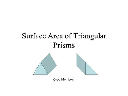 Surface Area of Triangular Prisms Greg Morrison. Definition: The sum of the areas of all of the faces of a three-dimensional figure. Ex. How much construction.