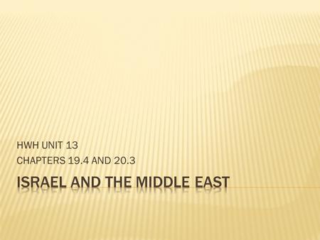 HWH UNIT 13 CHAPTERS 19.4 AND 20.3.  Some terms to clarify  Arab: one who speaks the Arabic language  Muslim: a practitioner of Islam  Most Arabs.